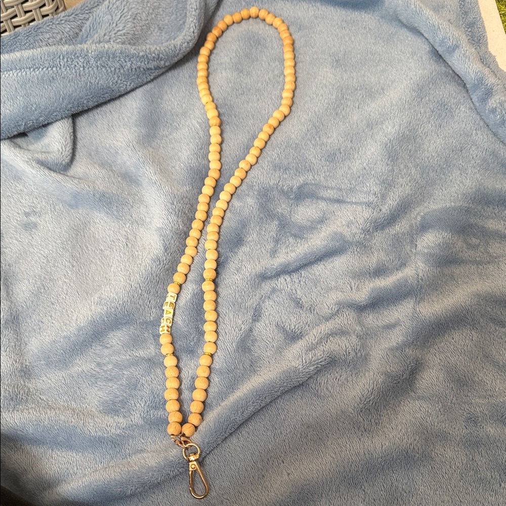 Teacher Wood Beaded Lanyard